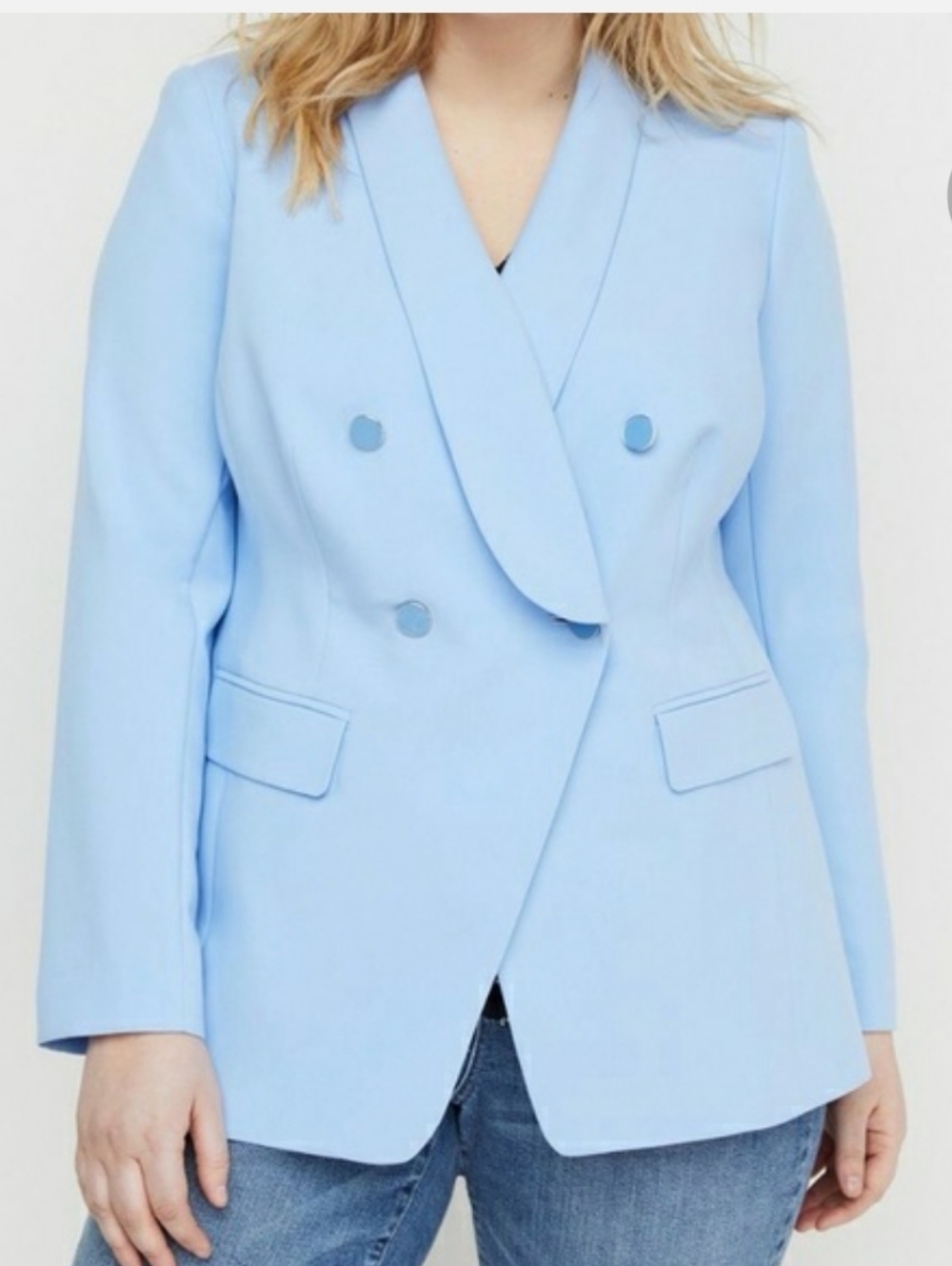 Lane Bryant Light Blue Double-Breasted Blazer, Size 18